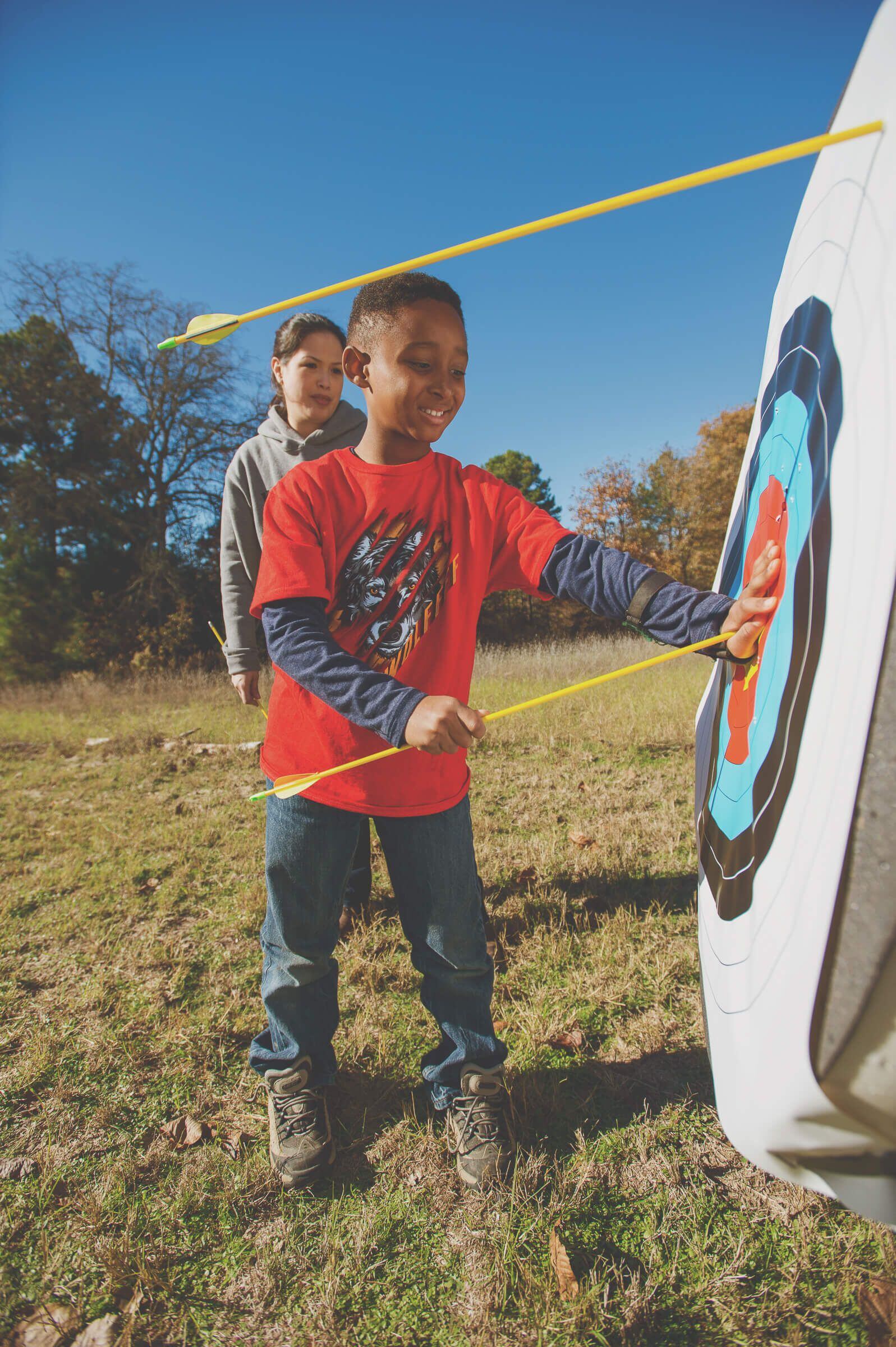 Boy Scouts of America members learn archery