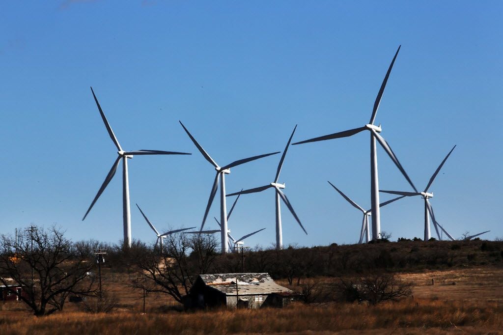 COLORADO CITY, TX - JANUARY 21:  Wind turbines are viewed at a wind farm on January 21, 2016 in Colorado City, Texas. Wind power accounted for 8.3 percent of the electricity generated in Texas during 2013. Texas, which in just the last five years has tripled its oil production and delivered hundreds of billions of dollars into the economy, is looking at what could be a sustained downturn in oil prices. Oil, which has now fallen to under $30 a barrel, has forced many oil companies to let go of workers and to abandon future projects.  (Photo by Spencer Platt/Getty Images)