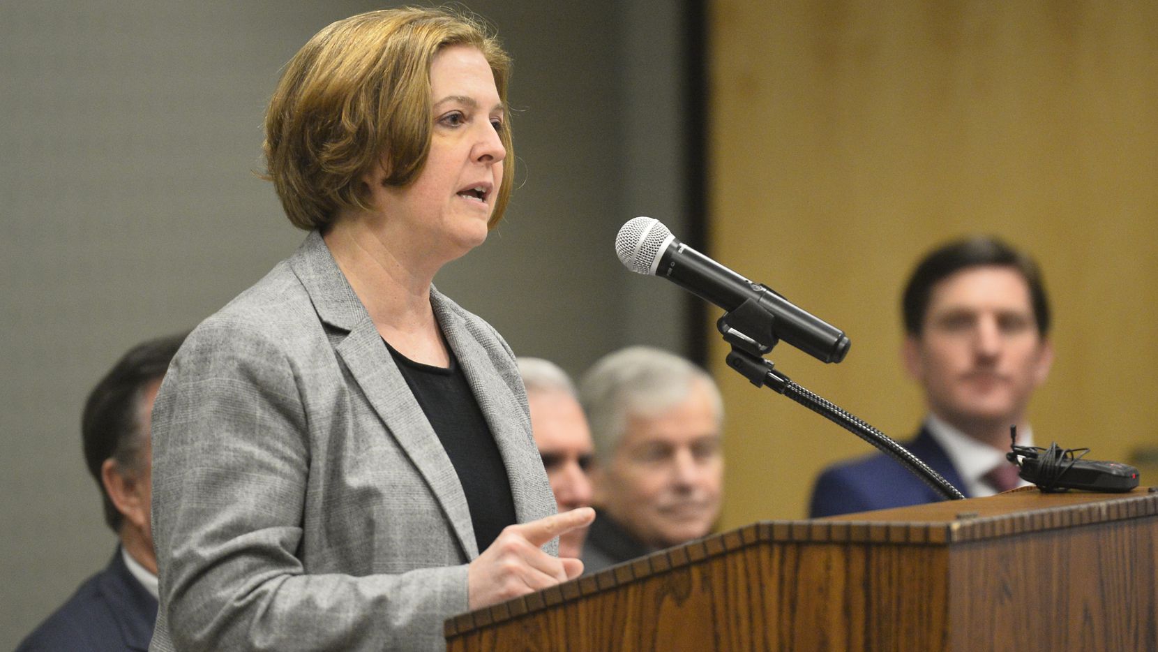 Texas A&M President Katherine Banks speaks during an announcement about the Texas A&M-Concho...