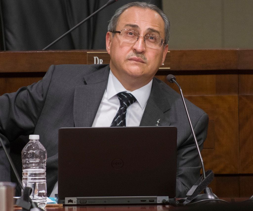 Irving ISD Superintendent Jose Parra sat mostly expressionless during a school board work...