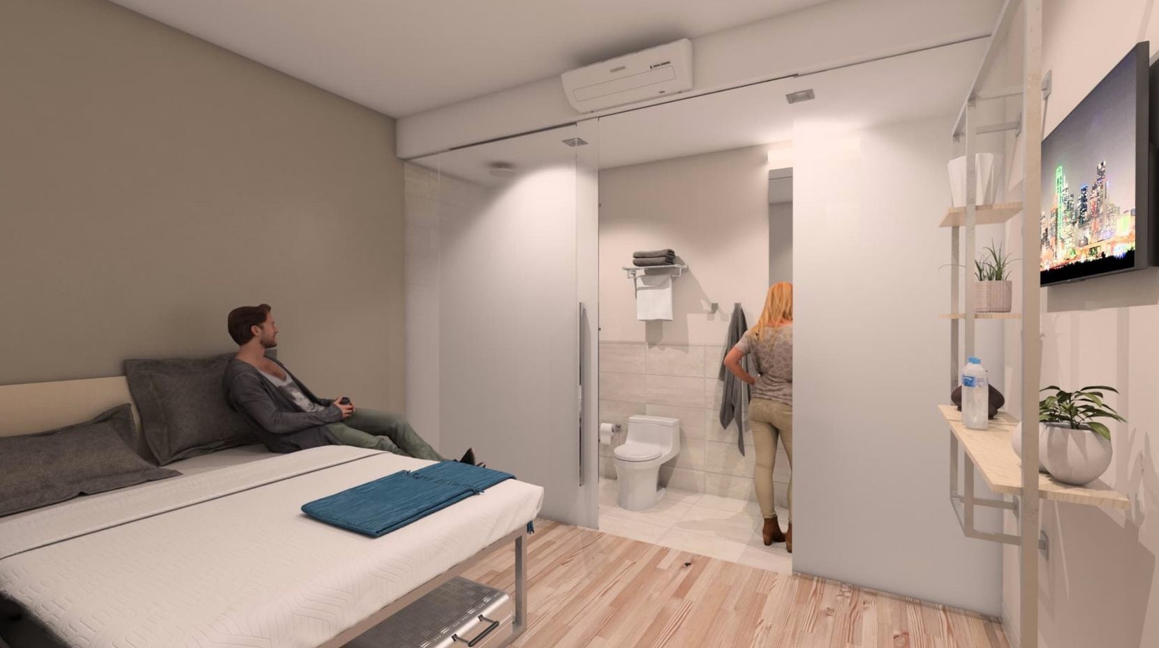 The SOVA Hotel rooms will have high-end furnishings and bath fixtures.