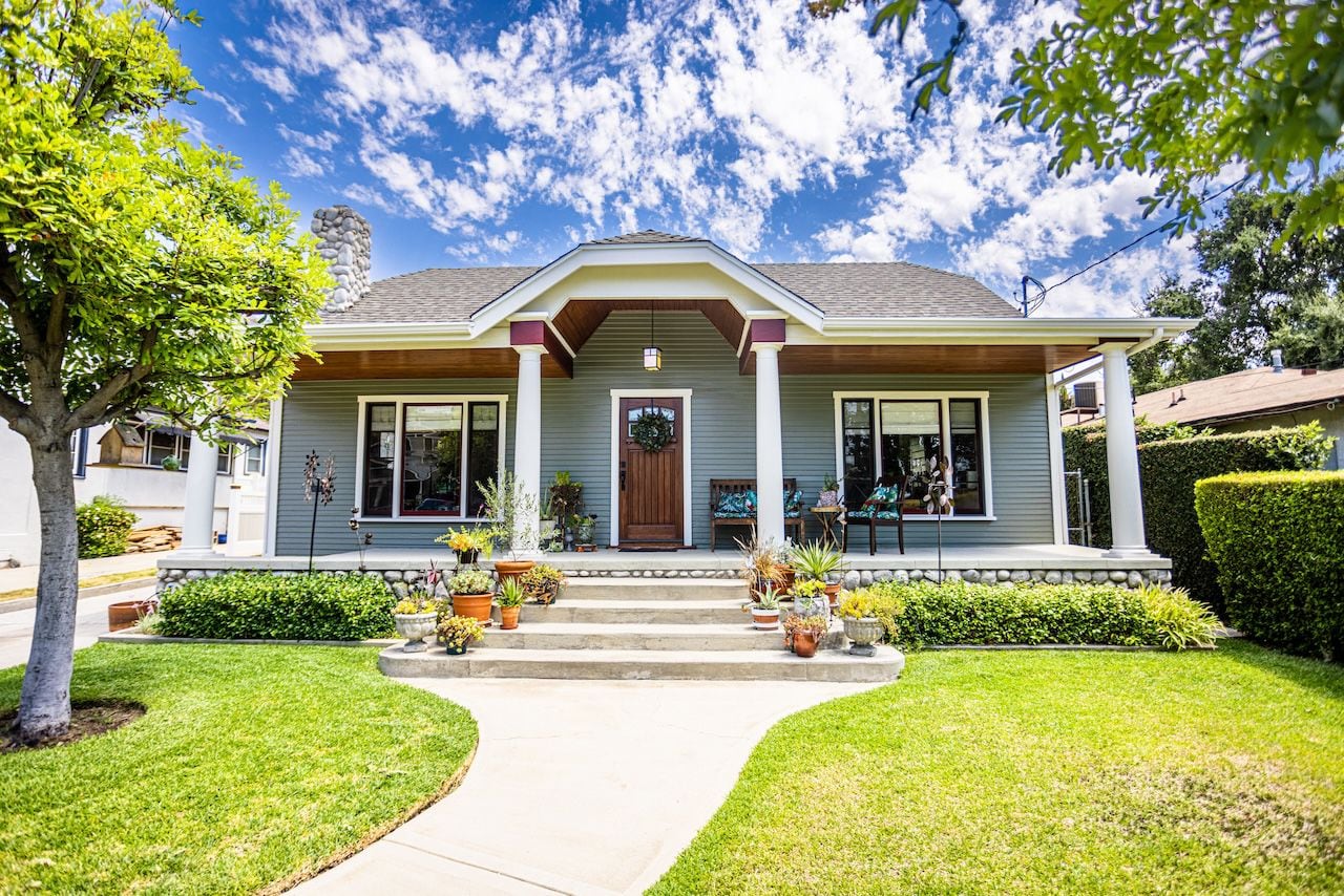 A 1923 Craftsman Bungalow Home with a fresh coat of paint.