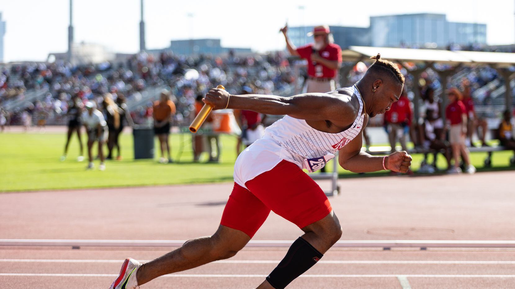 Caden Durham leads off the boys 4x100-meter relay for Duncanville at last year's UIL state...