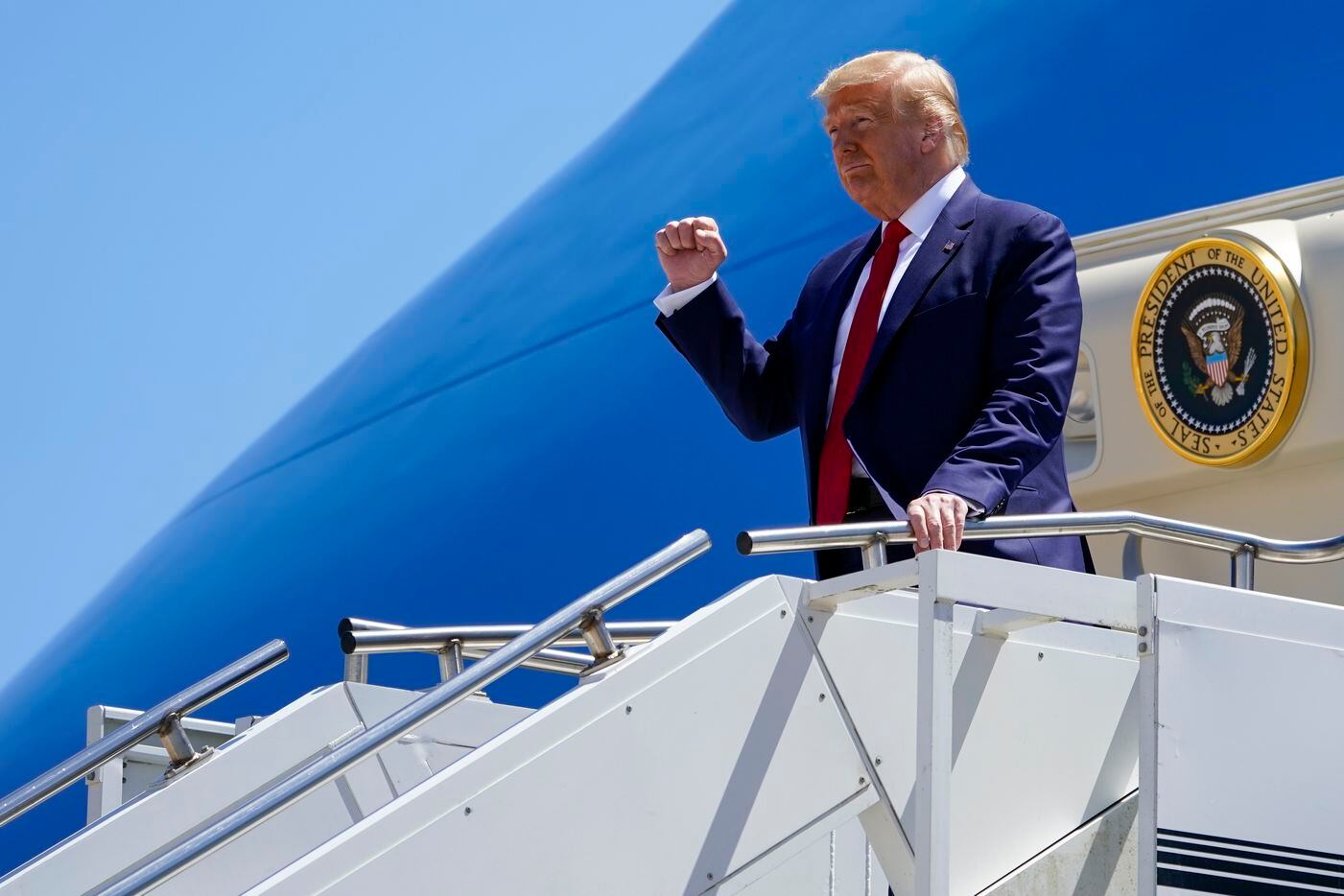 President Donald Trump arrives at Dallas Love Field on Thursday, June 11, 2020, in Dallas. (Smiley N. Pool/The Dallas Morning News)