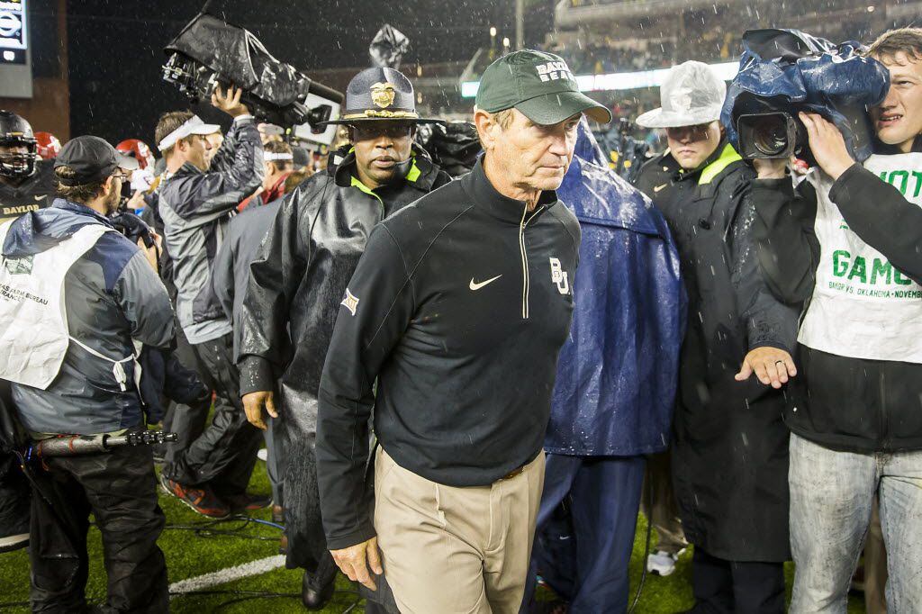 Baylor Bears head coach Art Briles walks off the field after a 44-34 loss to Oklahoma in an...