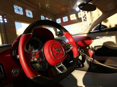 The interior of a Bugatti Chiron during an event put on by Park Place commemorating the...