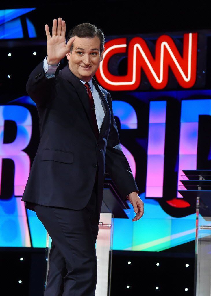 Sen. Ted Cruz is introduced before a CNN presidential debate in Las Vegas on December 15, 2015 