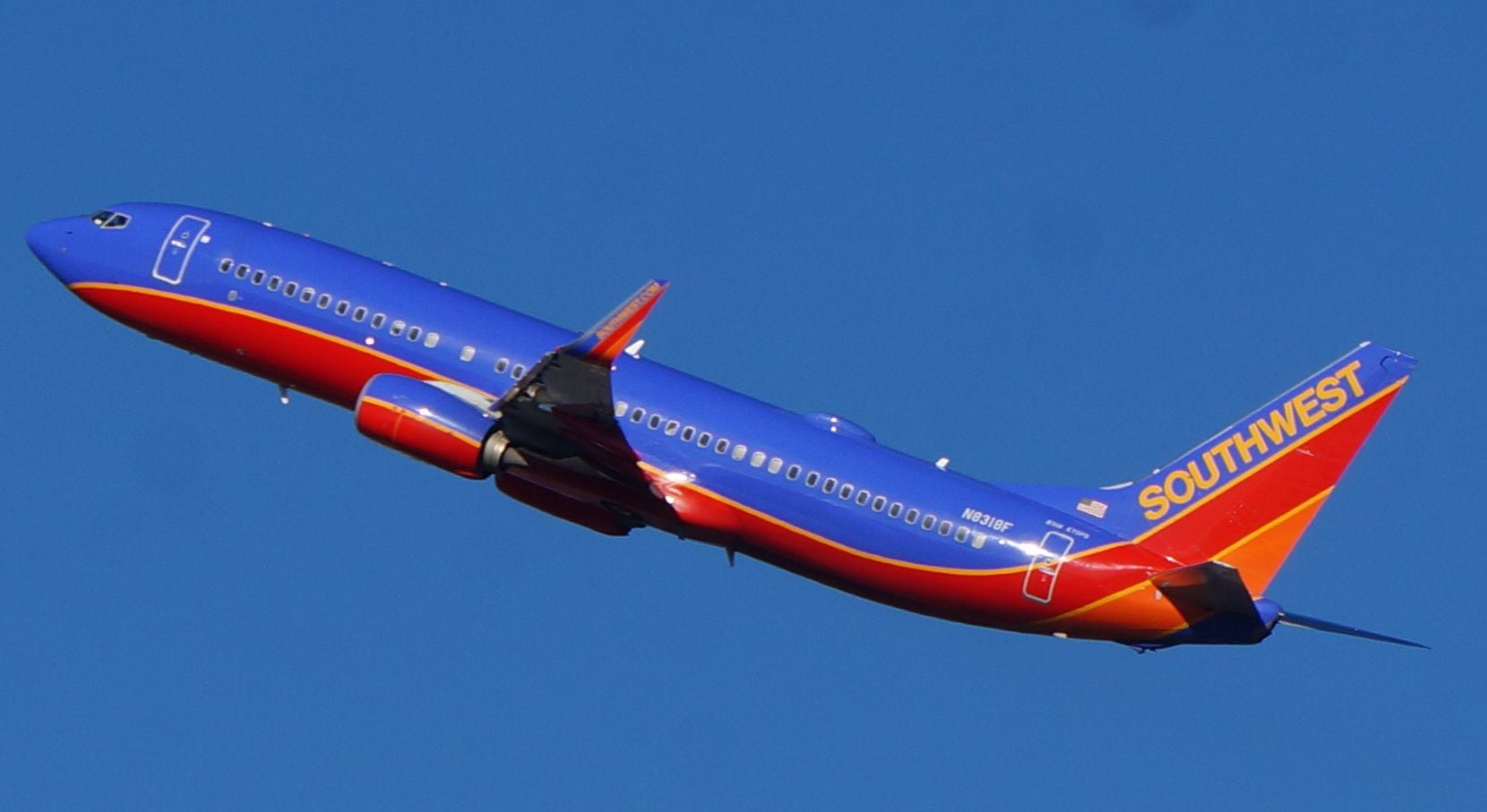  A Southwest Airlines' Boeing 737-800 jet takes off from Dallas Love Field.
