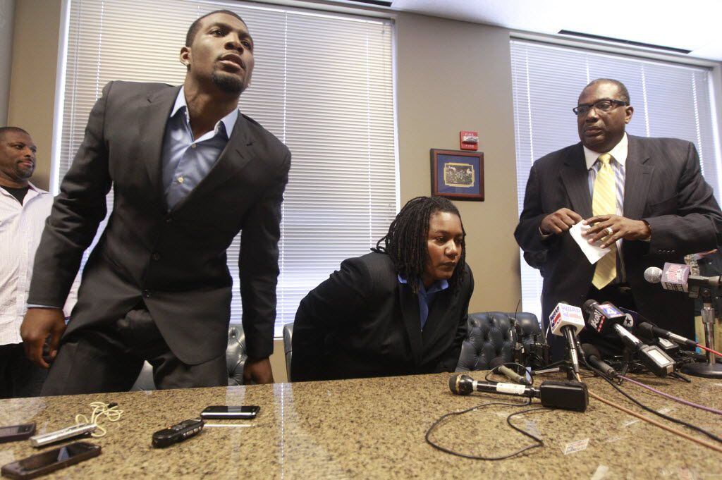 Dallas Cowboys receiver Dez Bryant, his mother, Angela Bryant, and then-attorney Royce West...