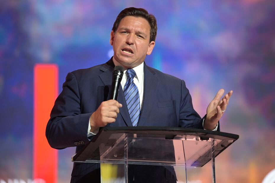 Florida Gov. Ron DeSantis addresses attendees during the Turning Point USA Student Action...
