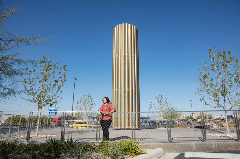 Angie Martinez at the Cielo Vista Walmart Candelaria Memorial in El Paso on Nov. 20, 2020.