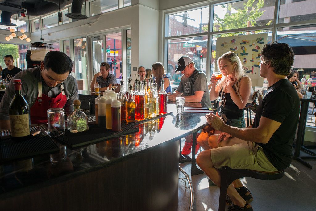 Denver Milk Market offers a mix of 16 take-away and dine-in restaurants and bars.  