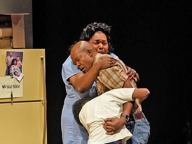 Laura Mae (LIz Mikel), her husband Dubba-J (Leon Addison Brown) and their son Jon-Jon (Esau Price) come together in the aftermath of all the action of Dallas playwright Jonathan Norton's Penny Candy. 
