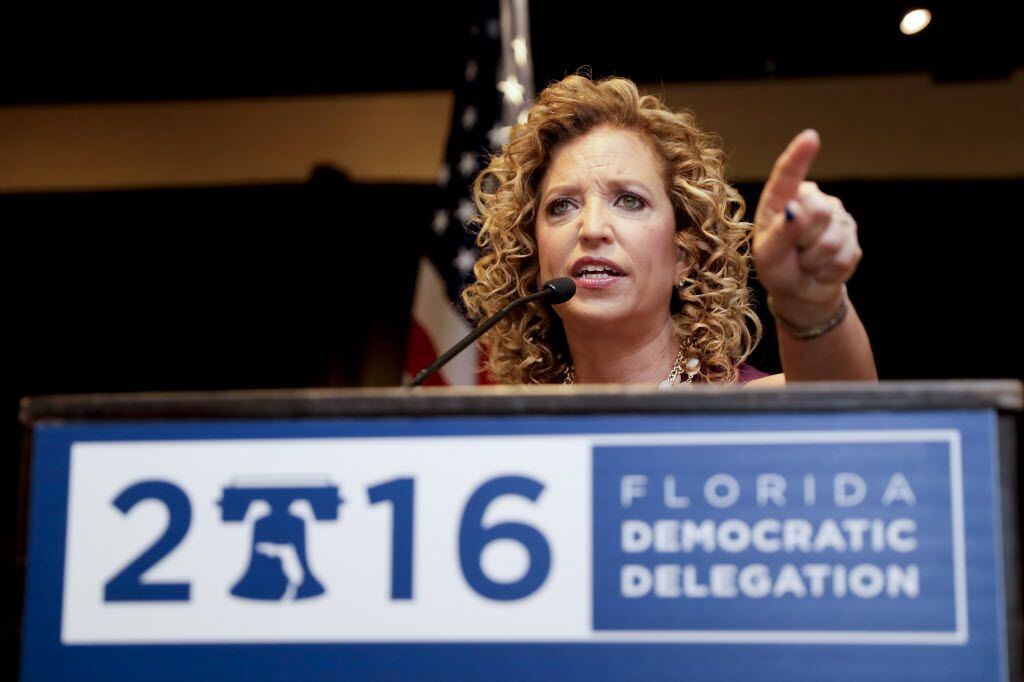 Departing DNC Chairwoman Debbie Wasserman Schultz spoke at a Florida delegation breakfast on...