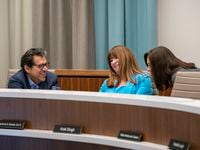 Austin ISD Superintendent Dr. Stephanie Elizalde (center) interacts with Board of Trustees...