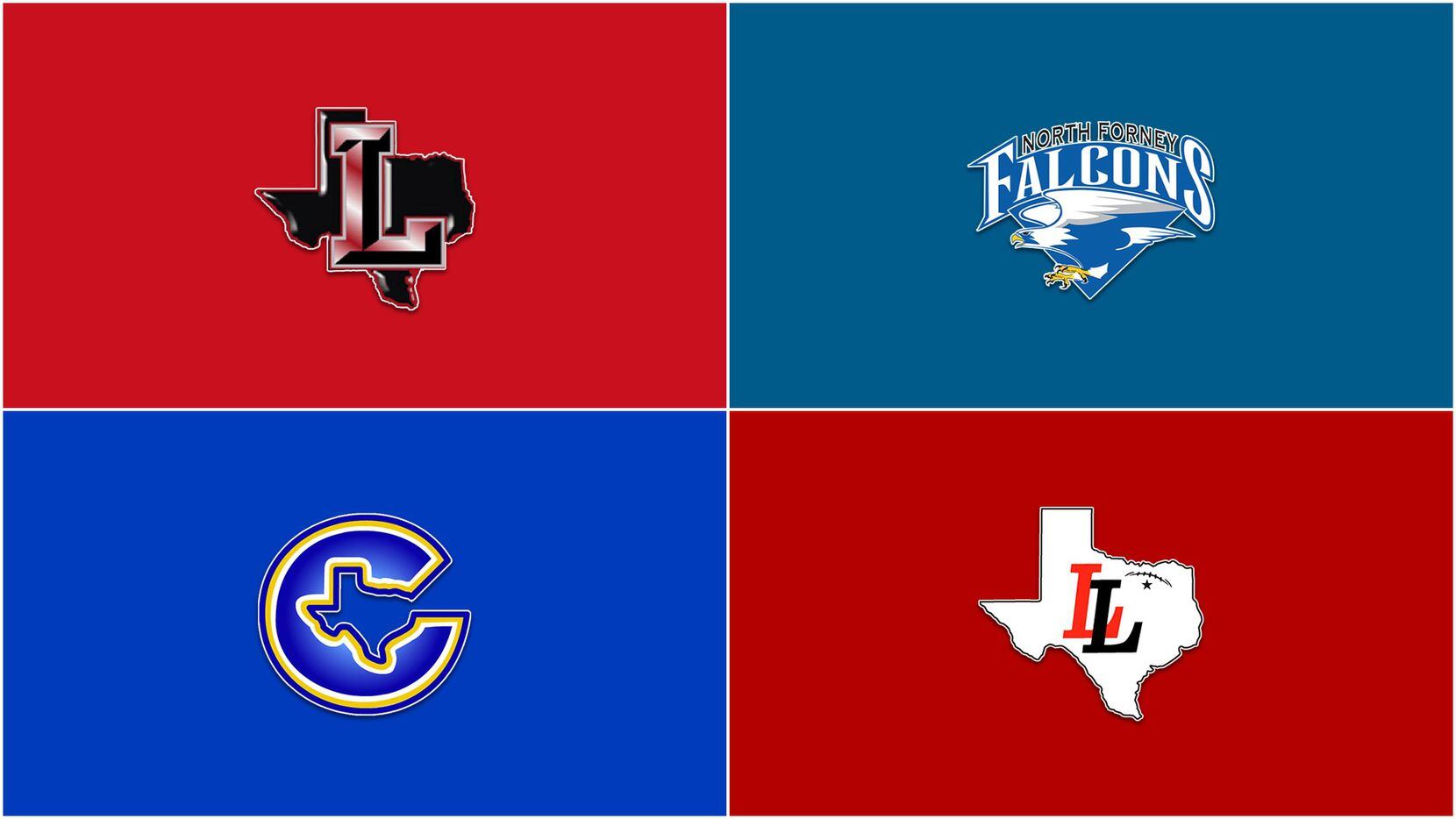 (Clockwise from top left) Frisco Liberty, North Forney, Lovejoy, Corsicana