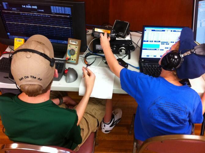 
Two boys broadcast signals during the Irving Amateur Radio Club’s Field Day in June. The...