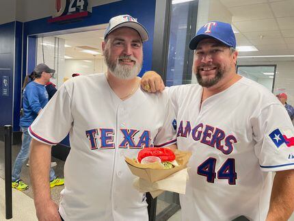 Jeff Henderson and Brian Miller ordered a Big Tex Torta at Globe Life Field during an ALCS...
