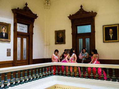 Teenage girls look for senators' offices after they and other teenage girls held symbolic...