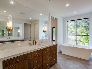 The master bath also features a soaking tub.