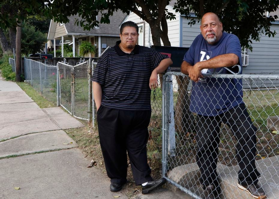 Ronnie Mestas (right), president of West Dallas 1, and Raul Reyes stand in front of Mestas's...