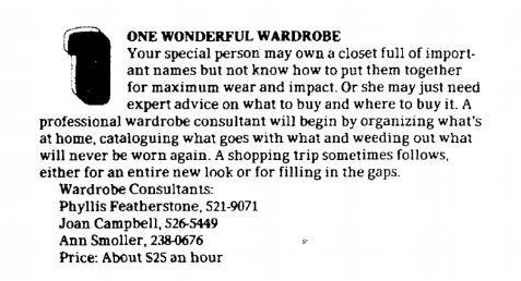 Paula Singleton's November 1978 article on gifts.