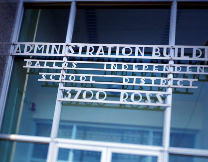  The entrance of DISD Administration Building on Ross Avenue in Dallas on February 28, 2014....