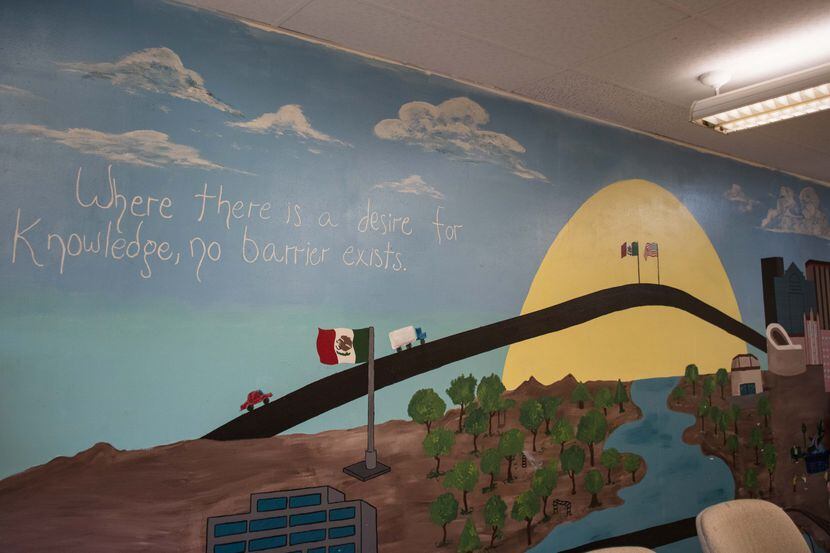 A mural painted by students adorns a wall at The Lydia Patterson Institute. The institute...