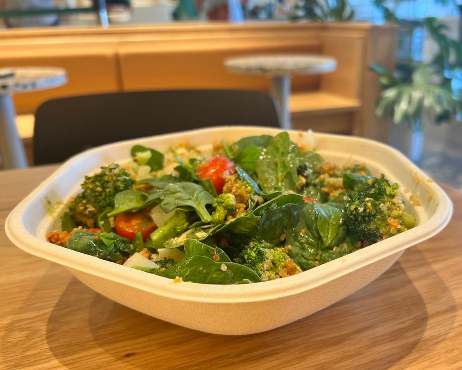 The chicken pesto parm at Sweetgreen, 525 calories, is a filling bowl of roasted chicken,...