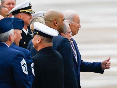President Joe Biden arrives at Naval Air Station Joint Reserve Base Fort Worth to promote...