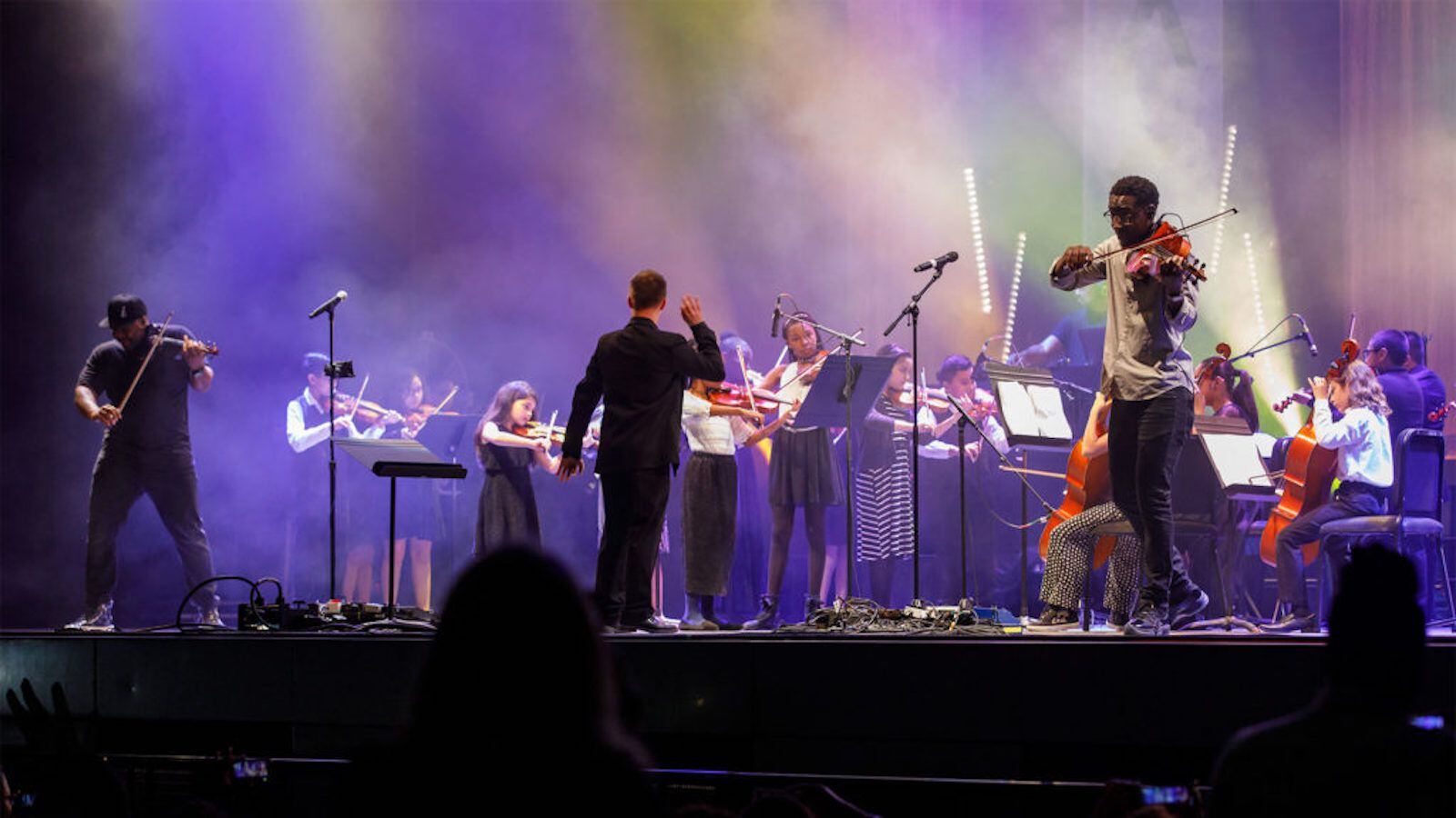 hip-hop instrumentalist duo Black Violin and students from Sidney Lanier Expressive Arts...