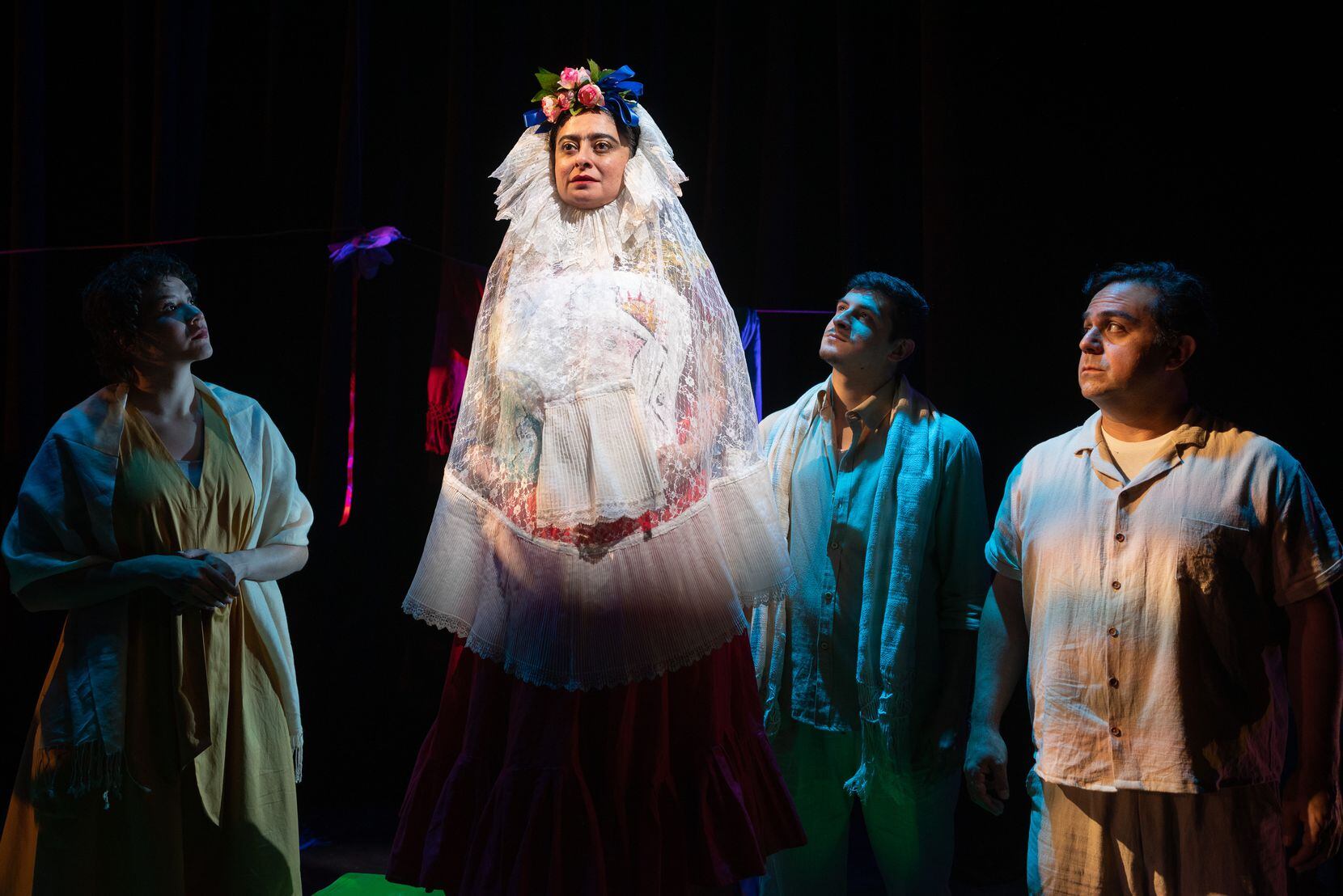 Maryam Baig and other cast members perform a scene that shows the end of Kahlo's life as she...