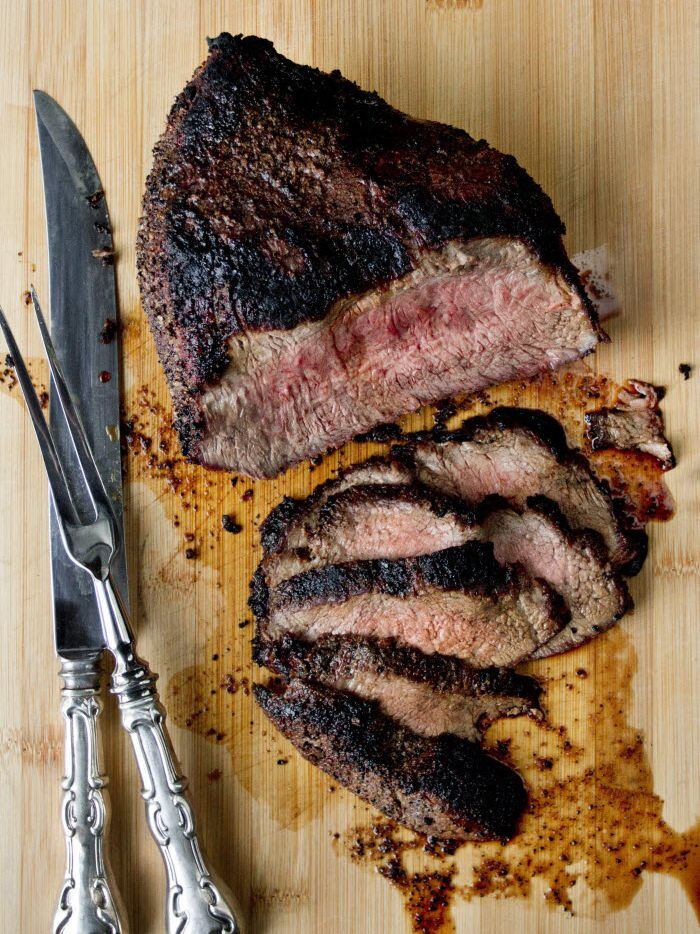A tri-tip roast, which can also be called a Newport steak, a triangle roast, a sirloin tip...