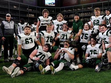 The Prosper Eagles pose for a photo after defeating North Crowley, 35-21 in the Class 6A...