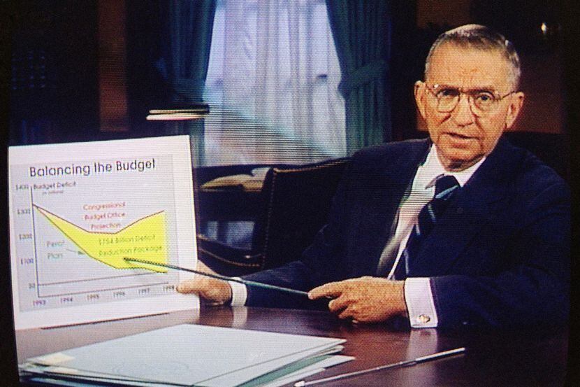 In this Oct. 16, 1992, file photo, Ross Perot is shown in a paid 30-minute television...