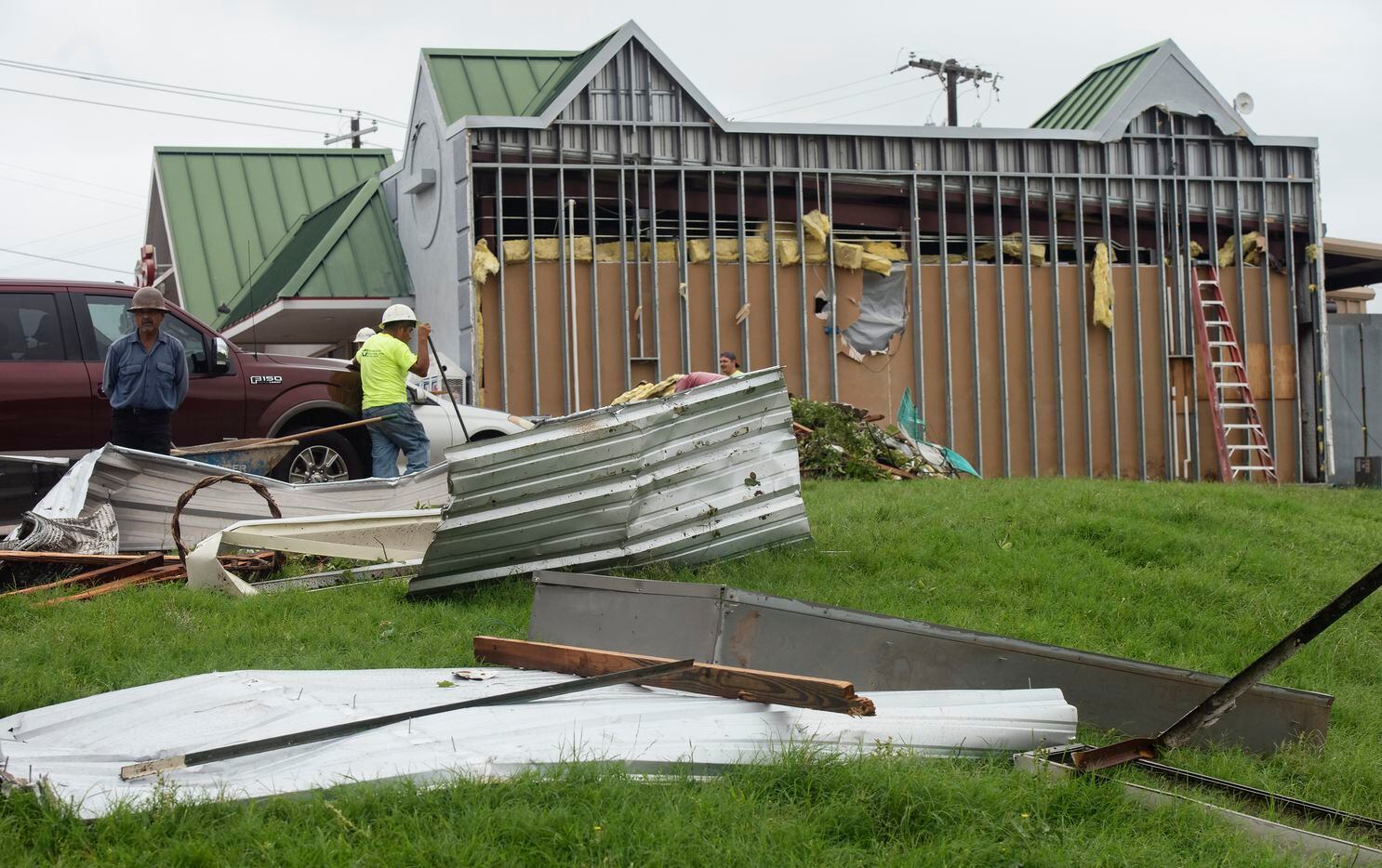 Damage to the Valero gas station at the intersection of Highway 64 and Trade Days Blvd. in Canton, Texas is seen on Thursday, May 30, 2019, the day after several tornadoes came through Van Zandt County and Canton. 