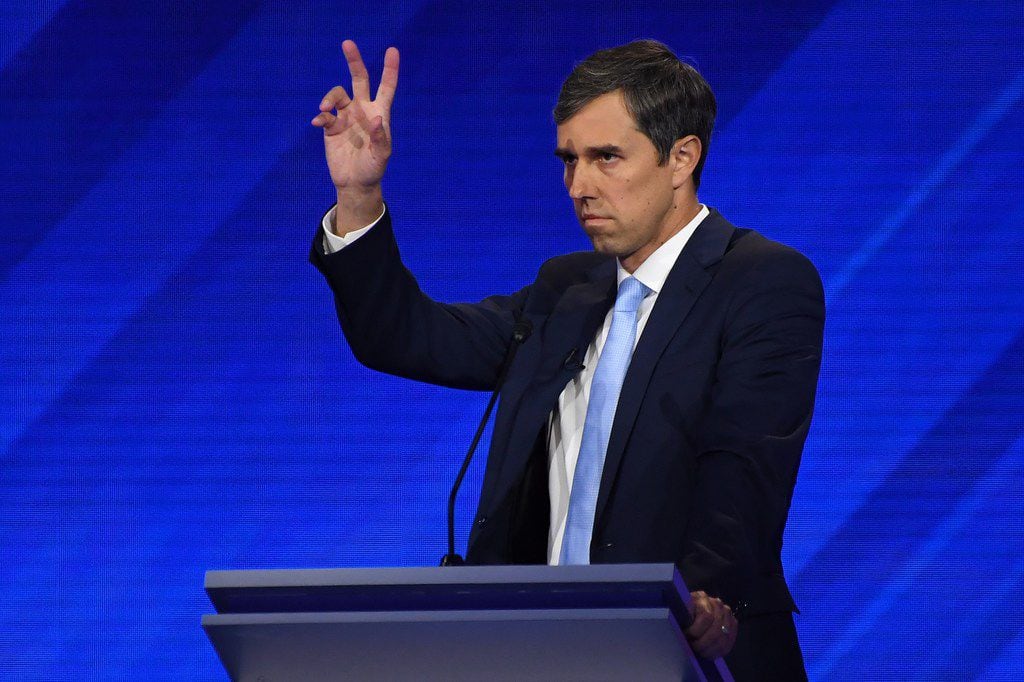 Democratic presidential hopeful and former Texas representative Beto O'Rourke gestures during the third Democratic primary debate of the 2020 presidential campaign season hosted by ABC News in partnership with Univision at Texas Southern University in Houston, on September 12, 2019. 