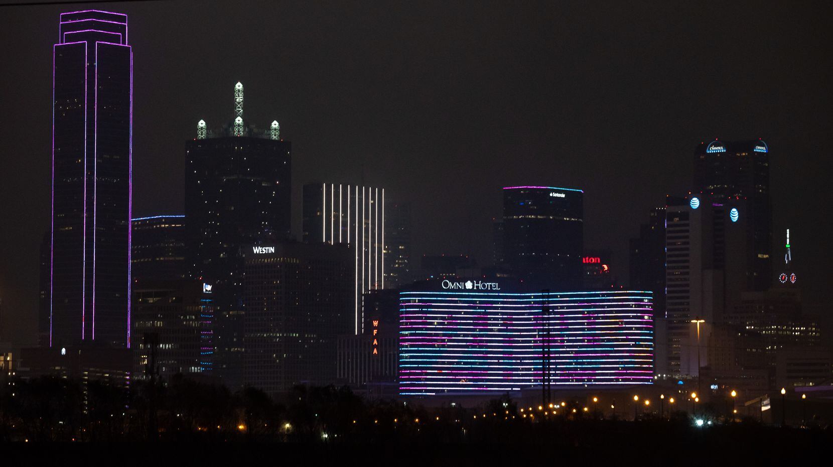 2022 is on display on the video screens of the Omni Hotel in downtown Dallas after the sixth...