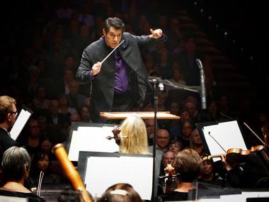 Miguel Harth-Bedoya directs the Fort Worth Symphony Orchestra on opening night of the 2019-20 season at Bass Performance Hall in Fort Worth on Sept. 13, 2019.