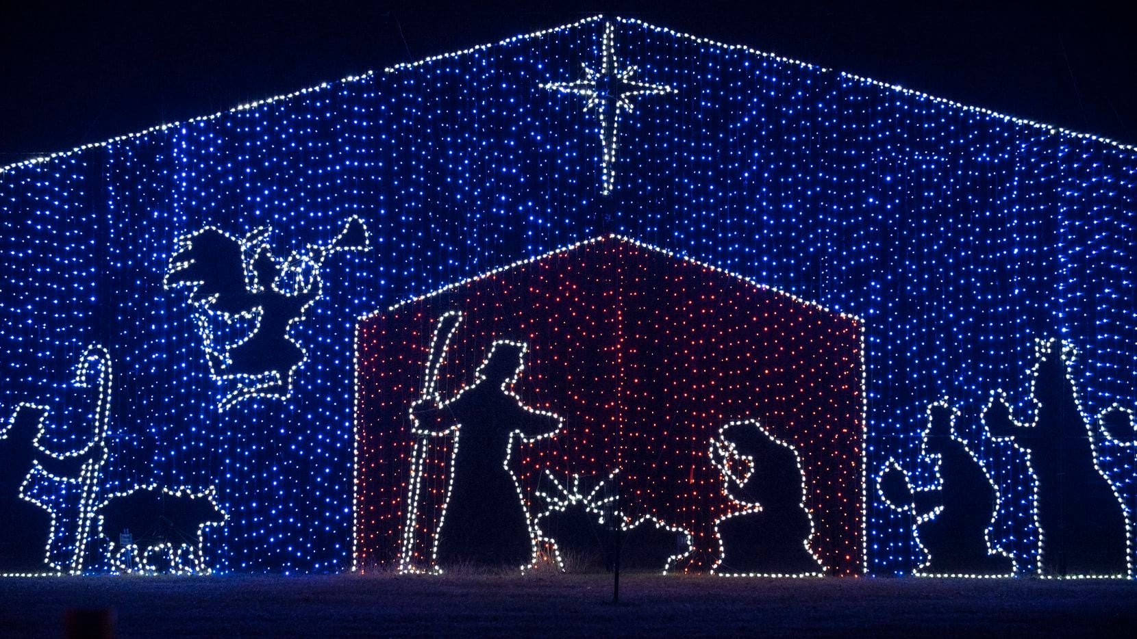 A Christmas light Nativity Scene is part of the many holiday displays at this year's Prairie...