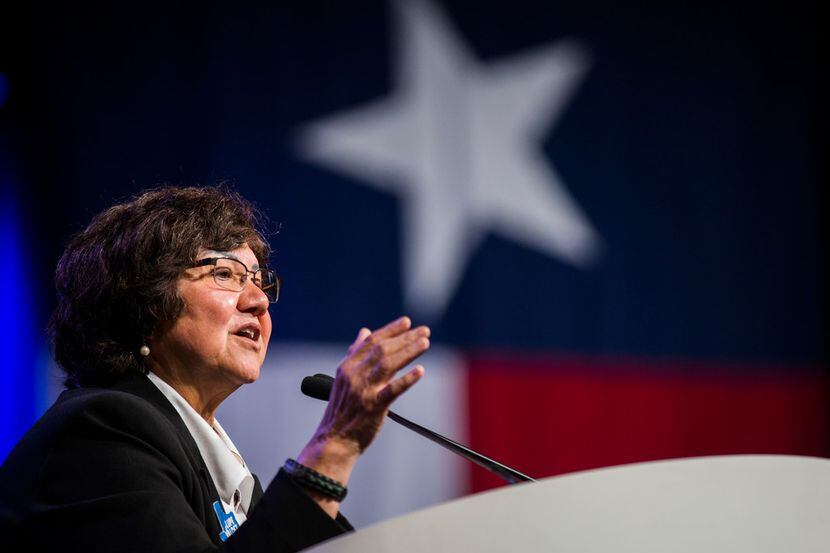 Gubernatorial candidate Lupe Valdez spoke during the Texas Democratic Convention on June 22,...