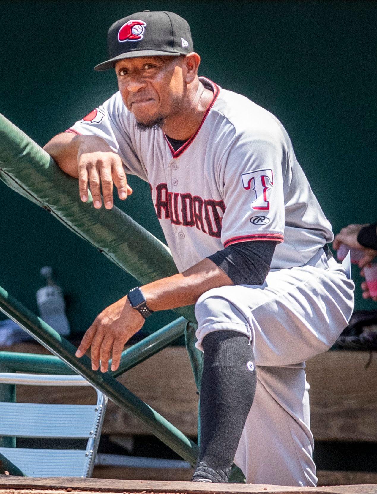 Hickory Crawdad manager Josh Johnson before the game with the Greensboro Grasshoppers at First National Bank Field on Sunday, August 8, 2021 in Greensboro, N.C.