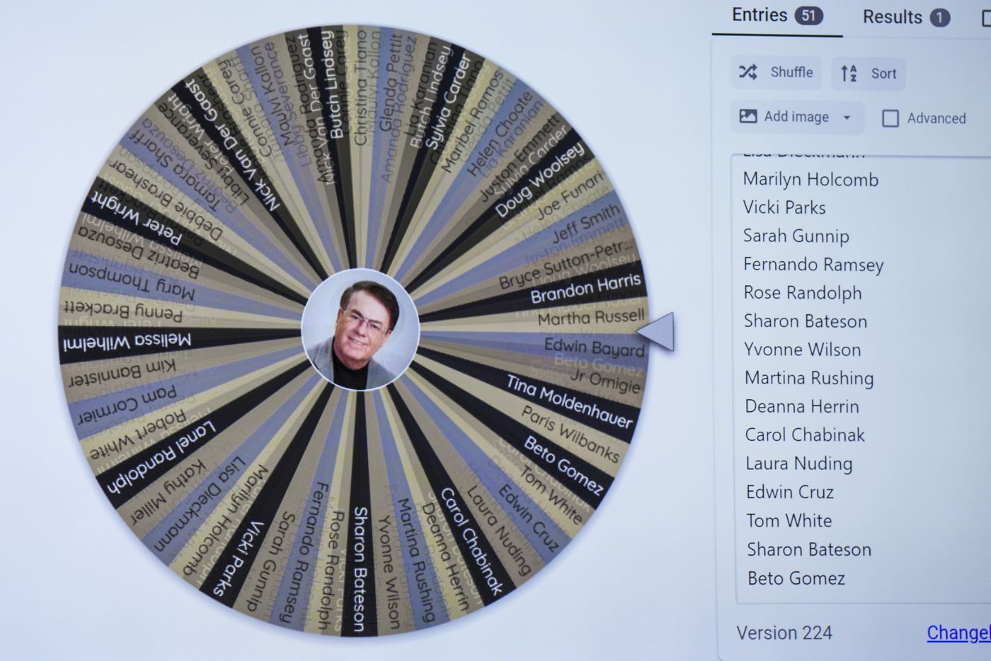 Mike Bowman’s face is at the center of an online game used to spin for cash prizes during...