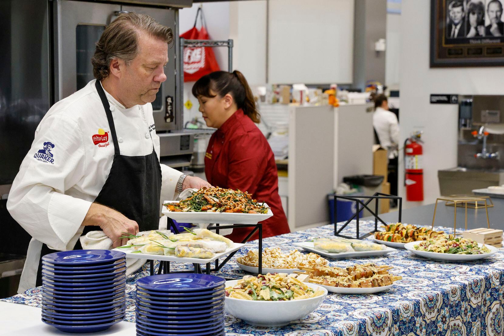 Executive research chef Jody Denton prepares a lunch at Frito Lay North America headquarters...
