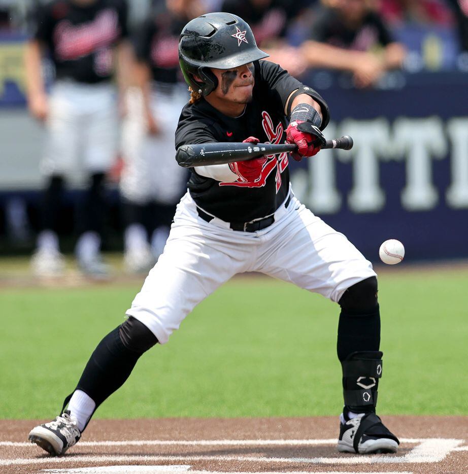 Coppell pinch hitter Bradley Castillo attempts a bunt against Prosper during game 3 of the...