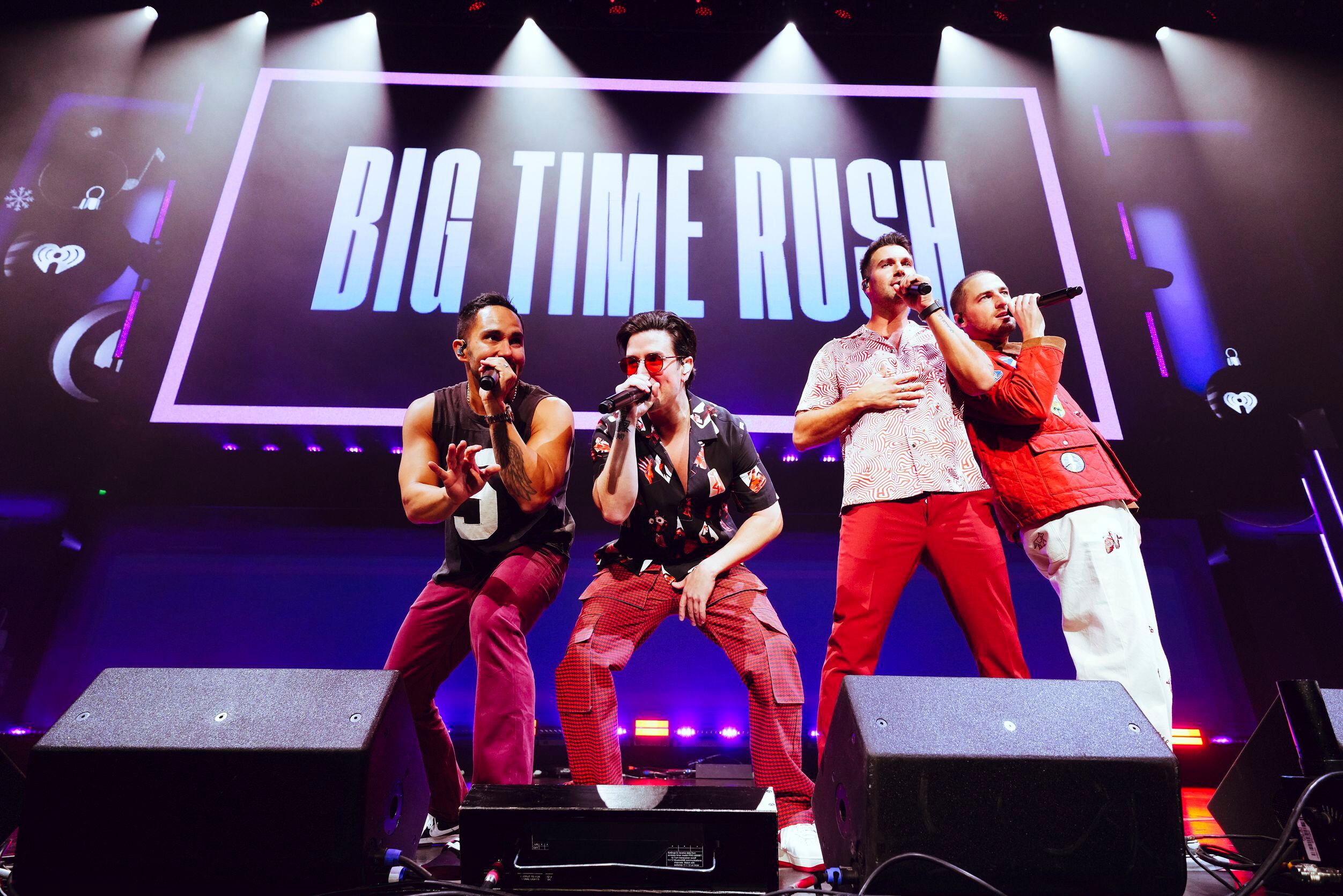 Carlos PenaVega, Logan Henderson, James Maslow and Kendall Schmidt of Big Time Rush perform...