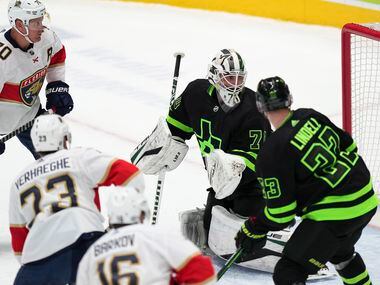 A shot by Florida Panthers left wing Jonathan Huberdeau gets past Dallas Stars goaltender...