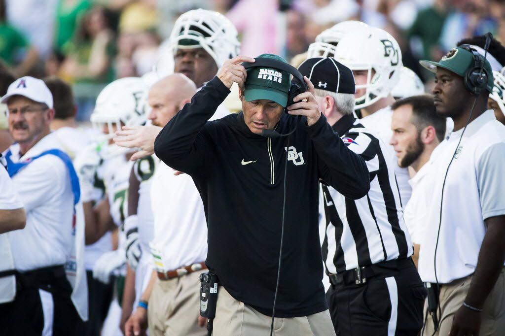 Baylor head coach Art Briles on the sidelines during an NCAA football game against the SMU...