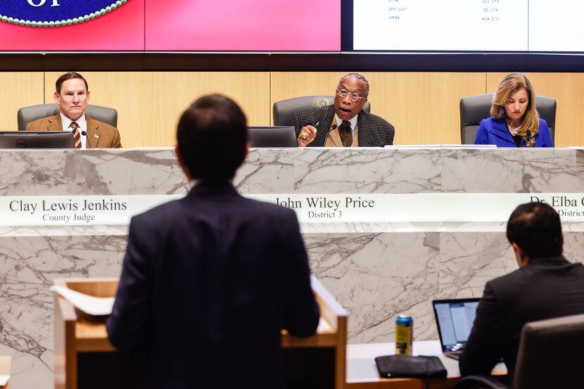 County Judge Clay Lewis Jenkins, John Wiley Price, District 3, and Dr. Elba Garcia, District...