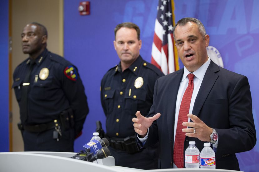 Dallas FBI Special Agent in Charge Matthew DeSarno speaks during a news conference at the...